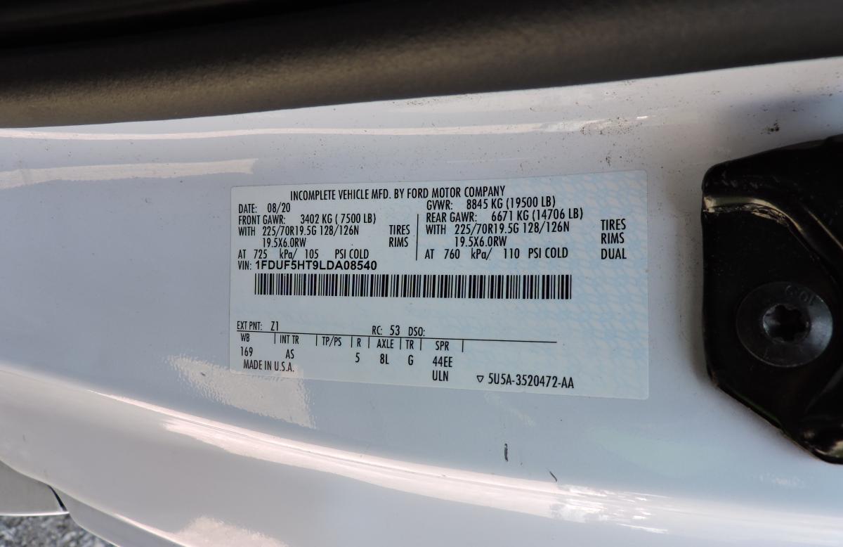 Terex LT40, 2020 Ford F550, VIN tag