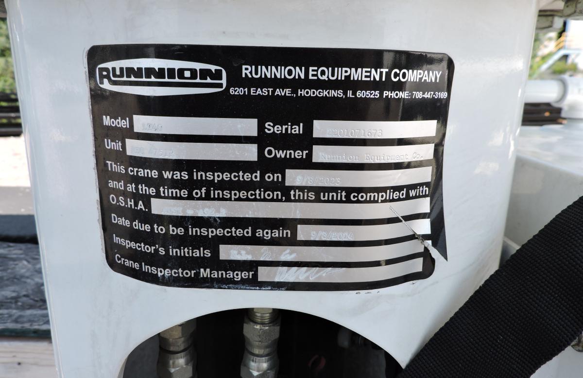 Terex LT40, 2020 Ford F550, OSHA inspection tag